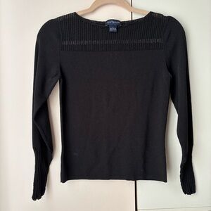 Ann Taylor Black Knit Sweater Pointelle Detail Size S